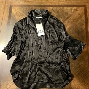 Zara Black Satin Blouse